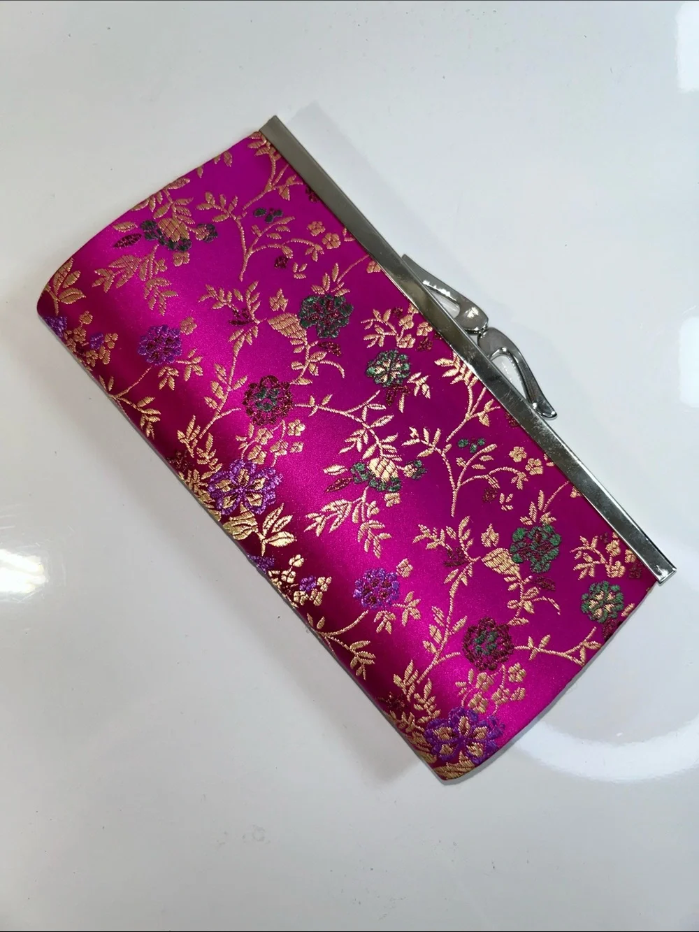 Vintage Floral Motif with Brocade Evening Clutch Bag